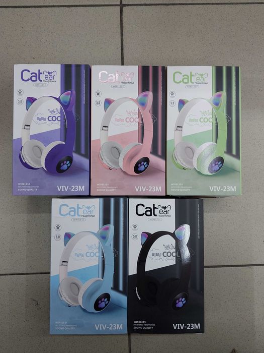 ХИТ ПОДАРЪК ! Блутут слушалки котешки уши Розов син черен лилав зелен
