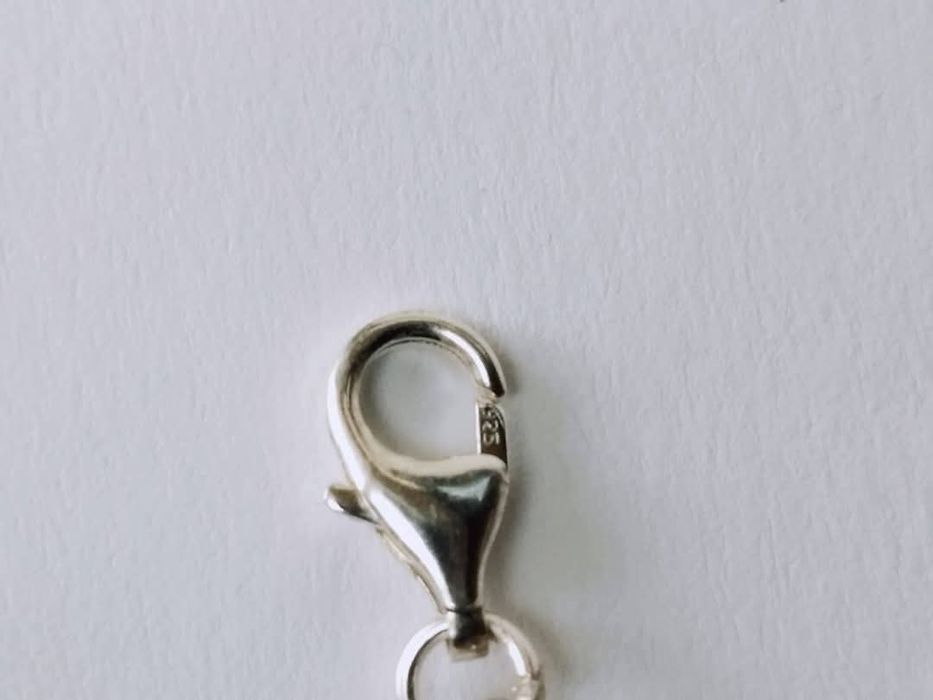 Vechi charm pandantiv argint 925, in forma de inima, din sticla de Murano, albastru deschis