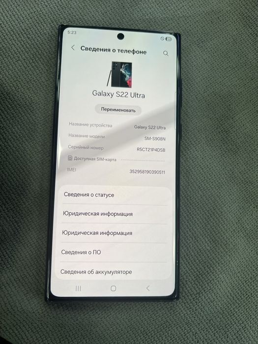 samsung 22ultar 512gb ekran taqilgan OLD 120$