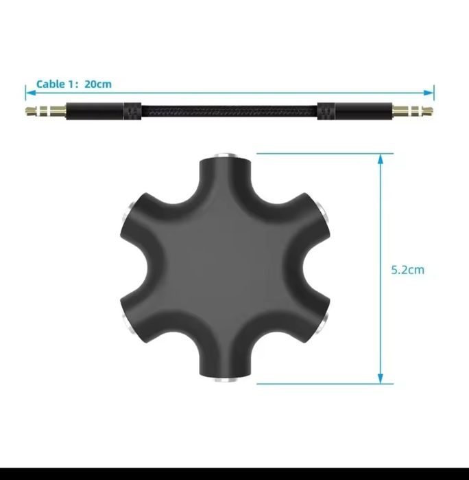 Разклонител/Сплитер за 3.5мм Аудио Жак за Слушалки, Аудио системи и др