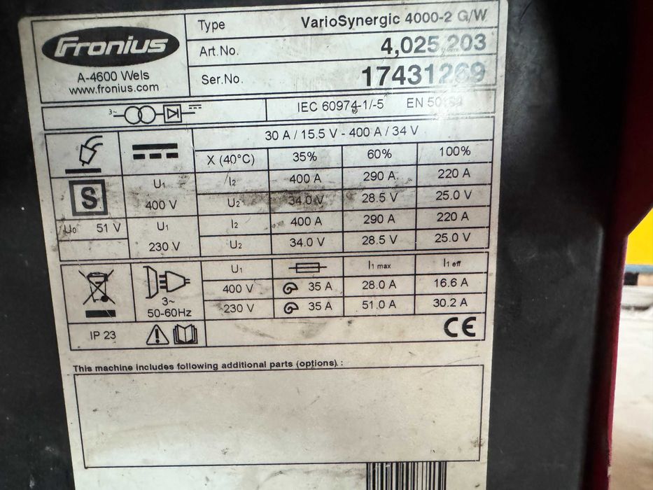 Aparat de sudura Fronius VariSynergic 4000