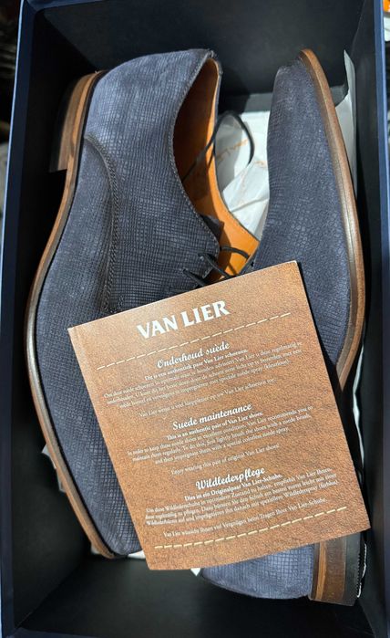 Обувки Van Lier Erasmo Euro 45 / UK 11 син велур Нови официални обувки