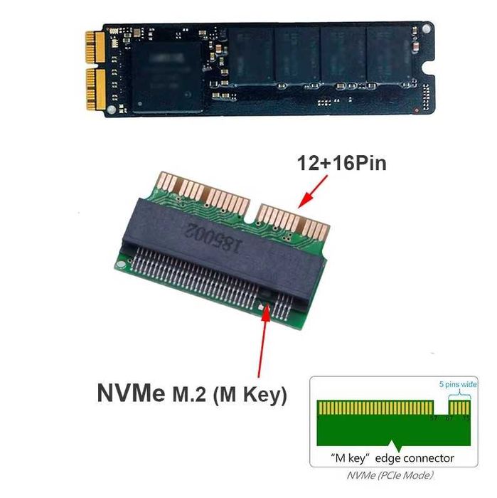 Adaptor ssd M.2 NVMe PCI-E M2 - Apple Macbook Air Pro 2013-2017