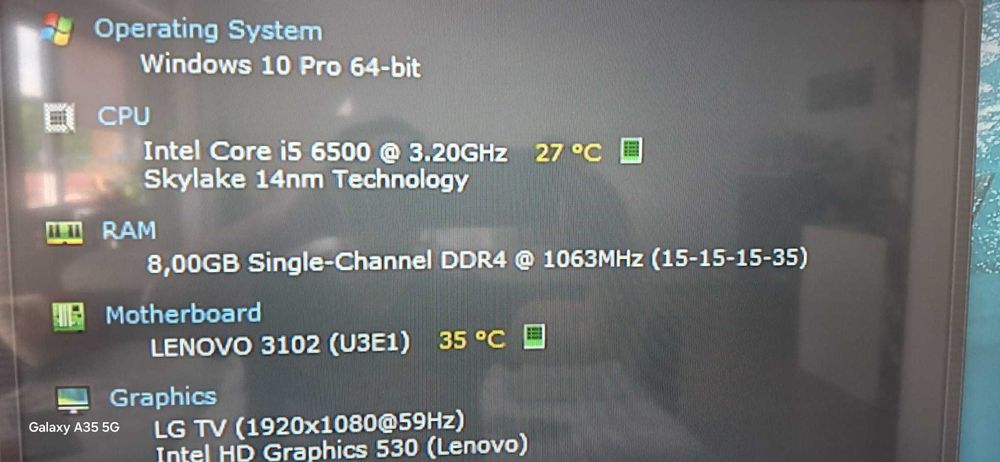 Calculator Lenovo SFF i5-6500 3.20GHZ 8GB DDR4 128GB SSD  500GB HDD