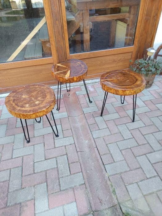 Masa cafea trunchi larice