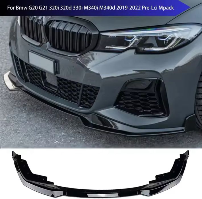 Prelungire Lip Bara Fata M BMW Seria 3 G20 G21 G28 2018+ Negru Lucios