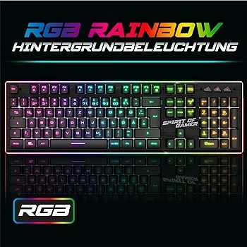 SPIRIT OF GAMER Wireless Gaming Keyboard Set, Black, Rechargeable, RGB