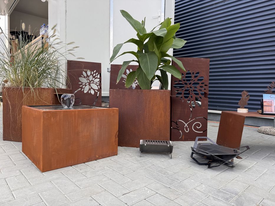 Jardiniere, ghice si obiecte diverse din otel corten