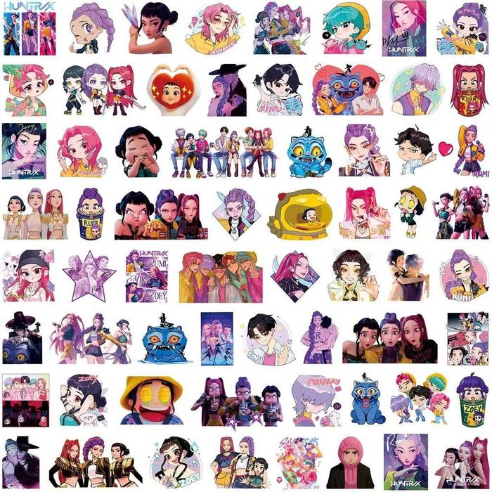 Set 80 stickere abtibilduri Demon Hunters Rumi Mira Zoey Derpy Saja