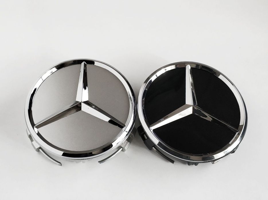 Черни и Силвър капачки за джанти на Мерцедес 75мм Mercedes-Benz