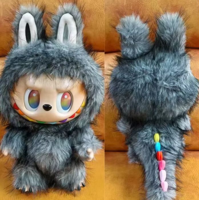 Голямо Лабубу Зимомо Labubu Zimomo бяло, кафяво, черно, сиво, Лилаво