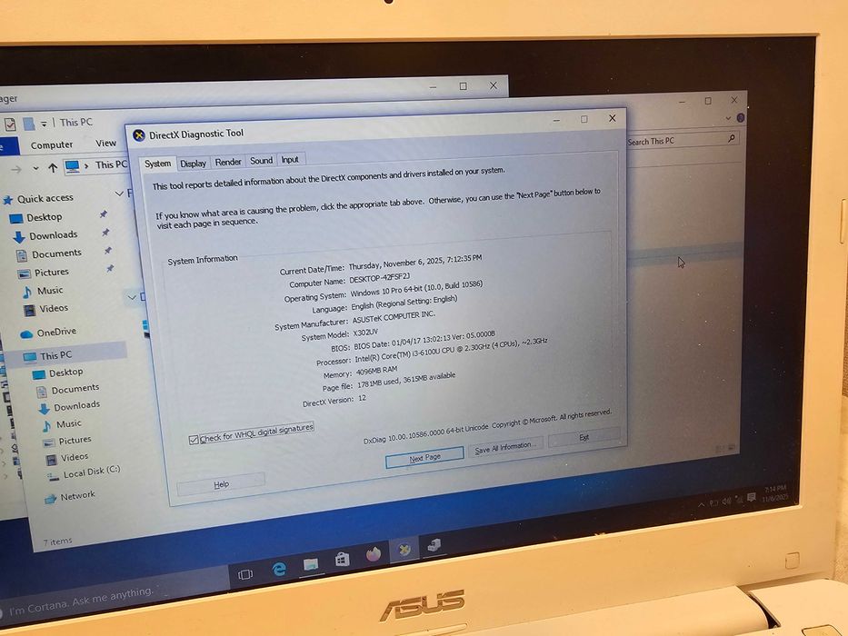 Laptop Asus X302U Alb i3 Gen 6 4GB RAM SSD 240GB Kingston Nvidia GeForce 920MX Mouse Incarcator