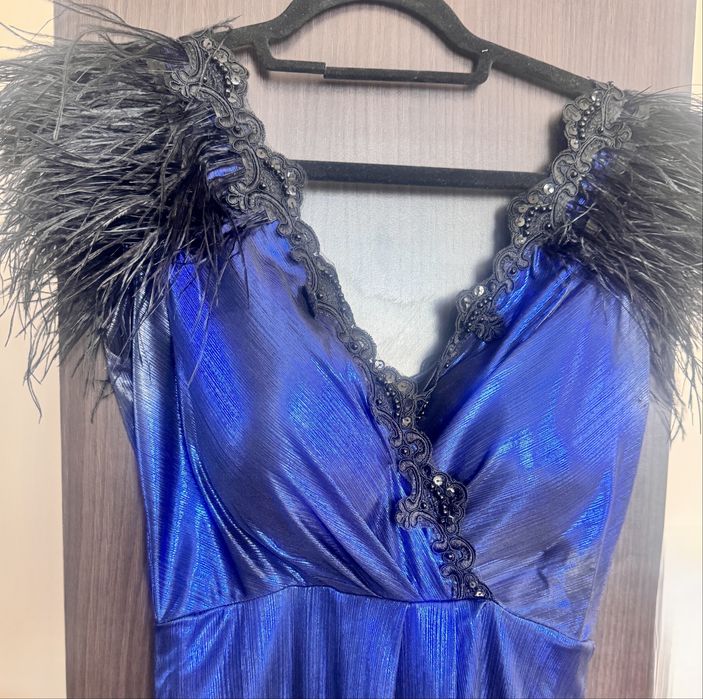 Rochie eleganta albastru metalizat