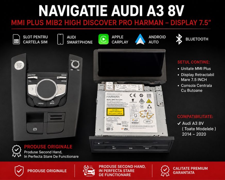 Navigatie Audi A3 8V  MIB2 High Discover PRO HARMAN Display Unitate