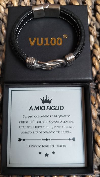 Bratara barbati, piele + otel