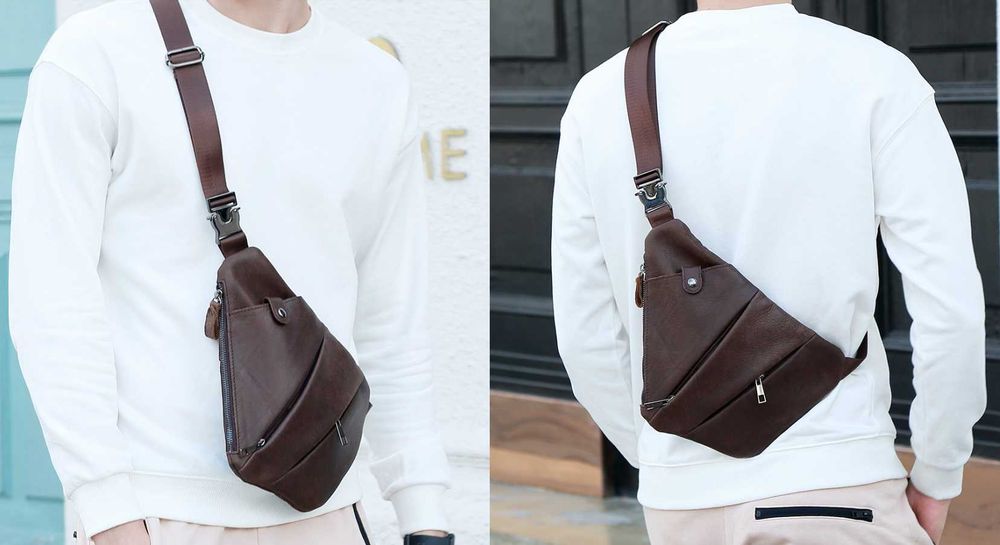 Чанта от естествена кожа (носене през гърди / рамо / кръст)