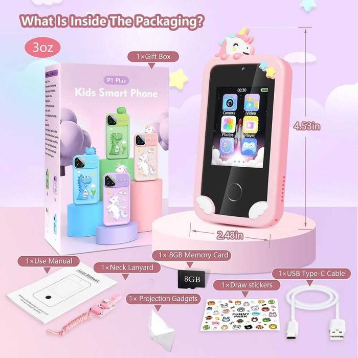 Детски смарт телефон P1 Plus с игри и двойна камера – 2.8″ дисплей