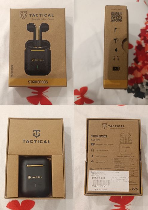 Căști wireless Tactical Strikepods Black Hawk, negre