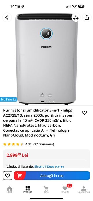 Purificator si umidificator philips