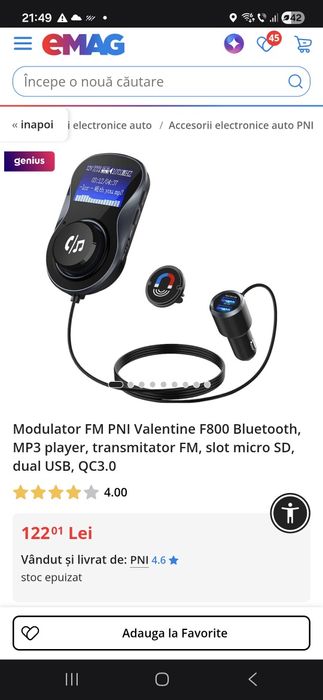 Modulator auto PNI ca NOU, transport 5lei