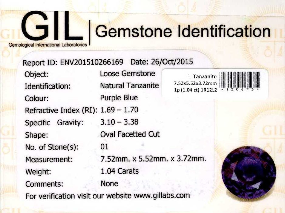 Tanzanit 1,03 ct.; 1,04 ct.  cod 8643