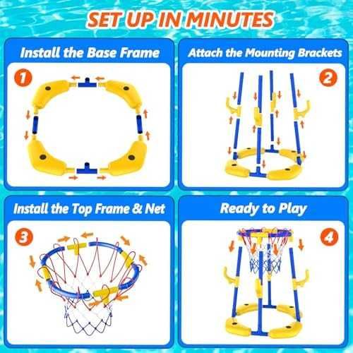 Нов Плаващ баскетболен кош за басейн с 4 топки и помпа за водни игри деца
