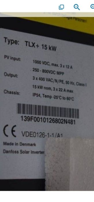 Vand - Invertor solar DANFOSS TripleLynx 15 kw - on grid