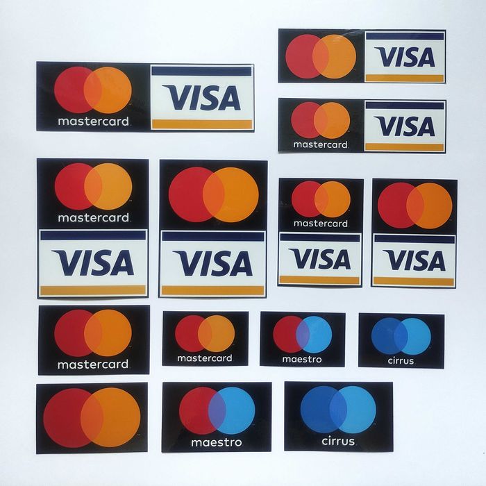 Наклейки VISA, MasterCard, Maestro, Cirrus. Made in USA