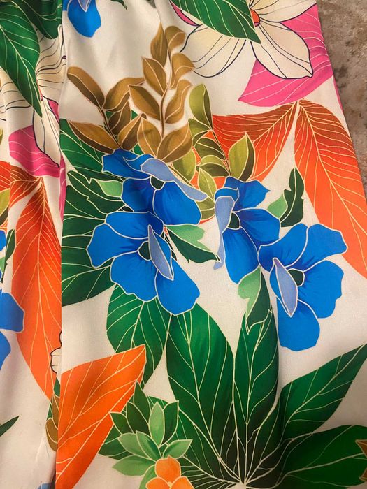 Pantaloni de vara, satin inflorat, S, nou, Mango