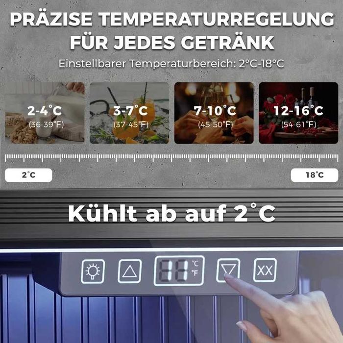 Хладилник за напитки HOMCOM 50L, охладител за 48 кутии