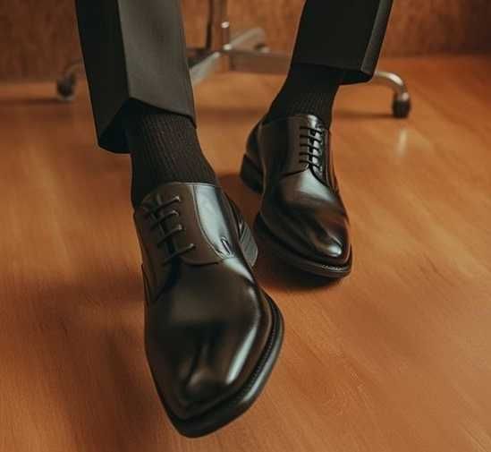 Pantofi derby 43 de lux Azzaro NOI piele naturala moale lacuita