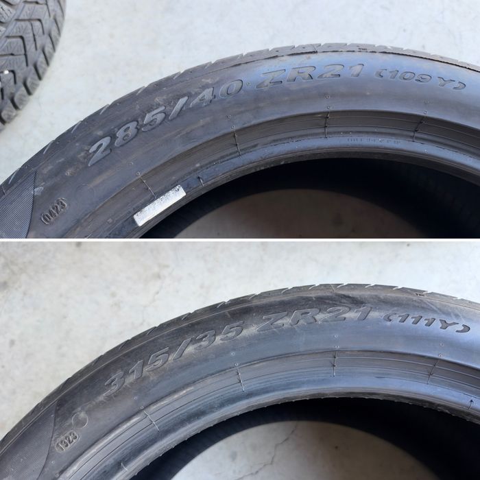 4бр. Летни Спорт-Пакет Гуми С Борд *N0* 285/40ZR/21 и 315/35ZR/21 -PIRELLI- DOT:0423+1923- 6.8мм+6.7мм.
