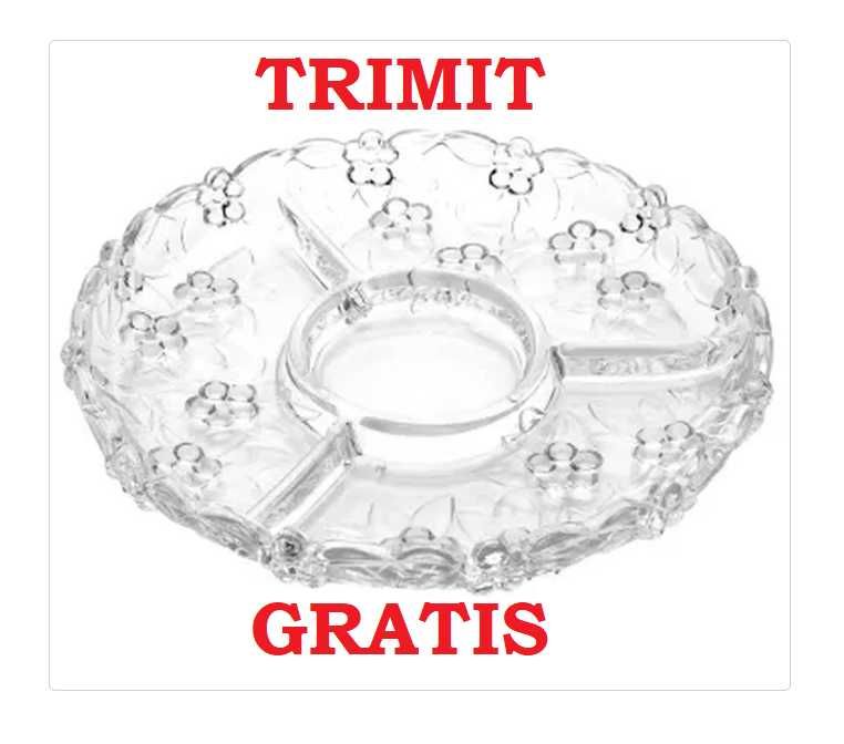 -50% Farfurie din Cristal cu 4 separatoare, D31cm,Italia,Trimit Gratis