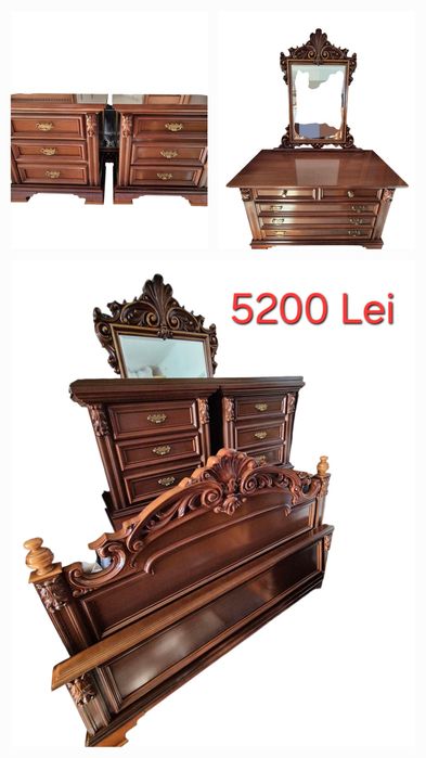 Mobilier dormitor din Lemn Masiv Sculptat