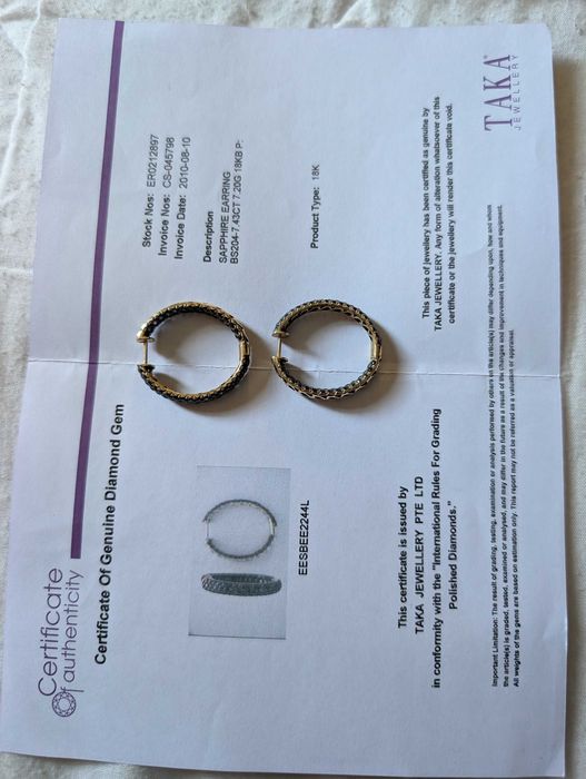 Cercei aur 18 kt cu pietricele Safir Albastru
