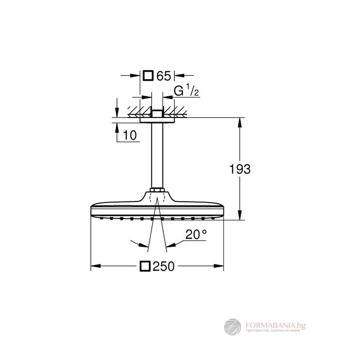 GROHE Tempesta 250 – душ пита Ø250 мм – черен мат – модел 266882430