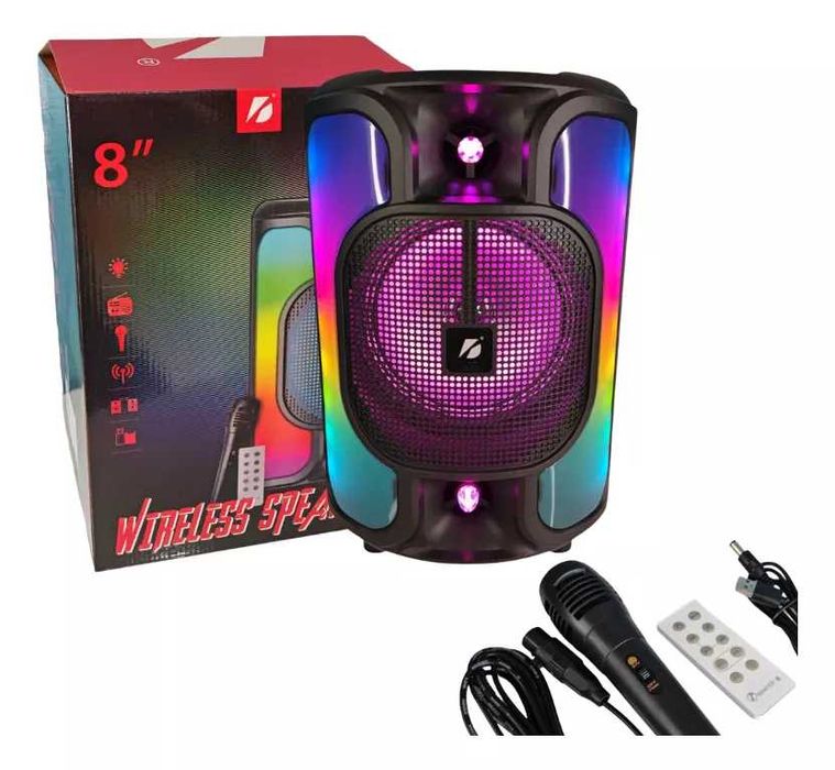 Караоке Тонколона KTS-1766 , 8 Инча , Цветомузика , ДУ , Микрофон