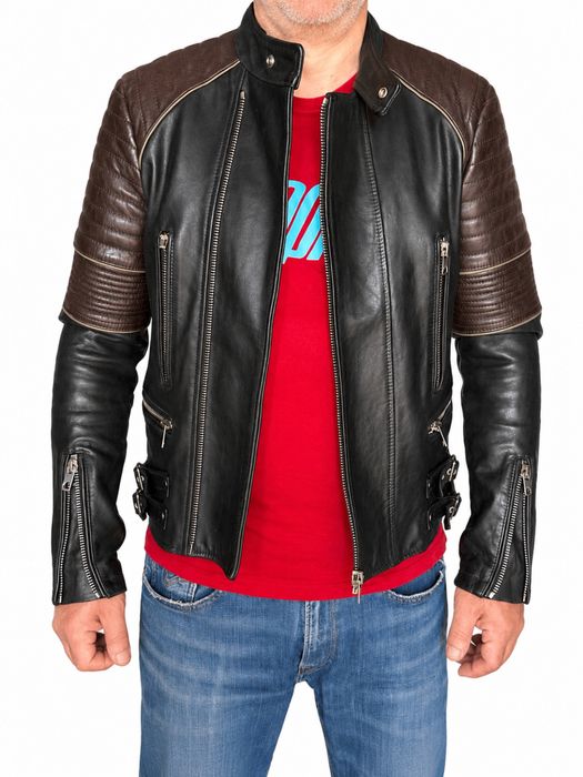 Diesel Black Gold Leather Biker Jacket – Made in Italy – Естествена Кожа – S/M – Рядък Модел