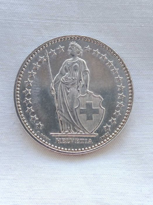 UNC Монета 2 Швейцарски Франка 2010 Швейцария