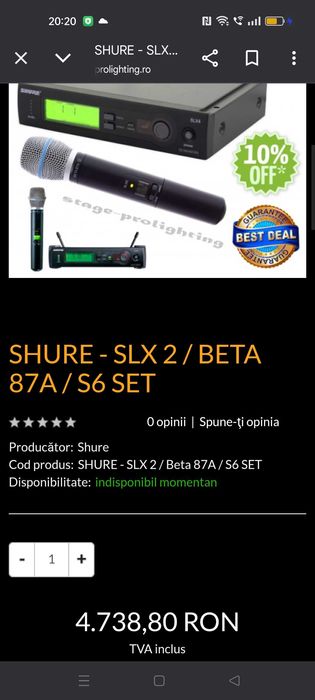 Microfon wireless sennheiser ew 100 g3 shure slx4 / Beta 87 ORIGINAL