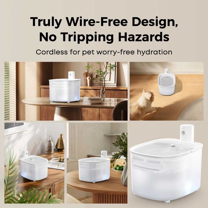 Безжичен котешки фонтан, за котки 2.6L, капацитет на батерията 3000mAh
