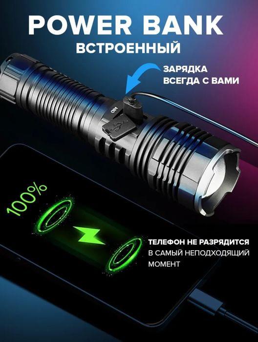 Фонарик мощный два светодиода
