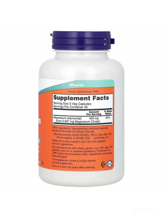Now Foods Magnesium citrate 120 Veg capsules