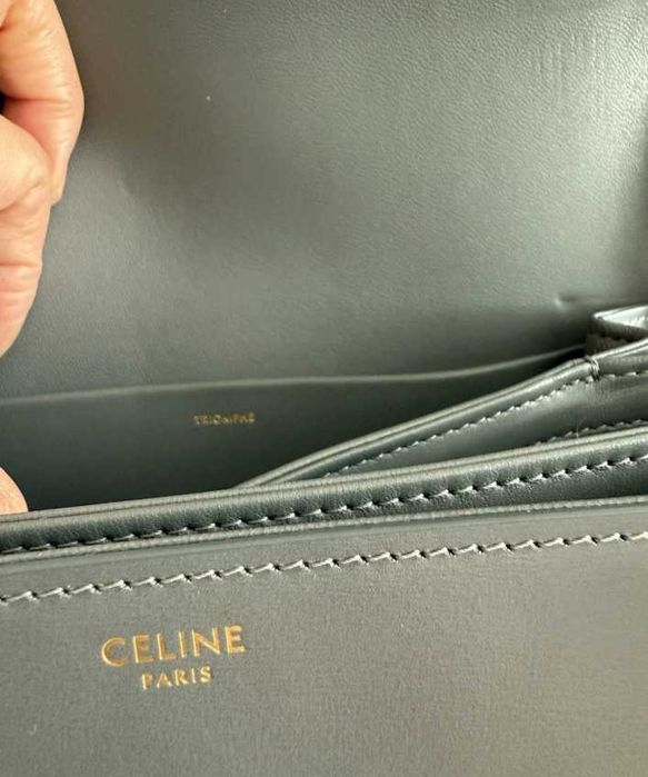 Geantă Celine Triomphe Gri, Piele netedă