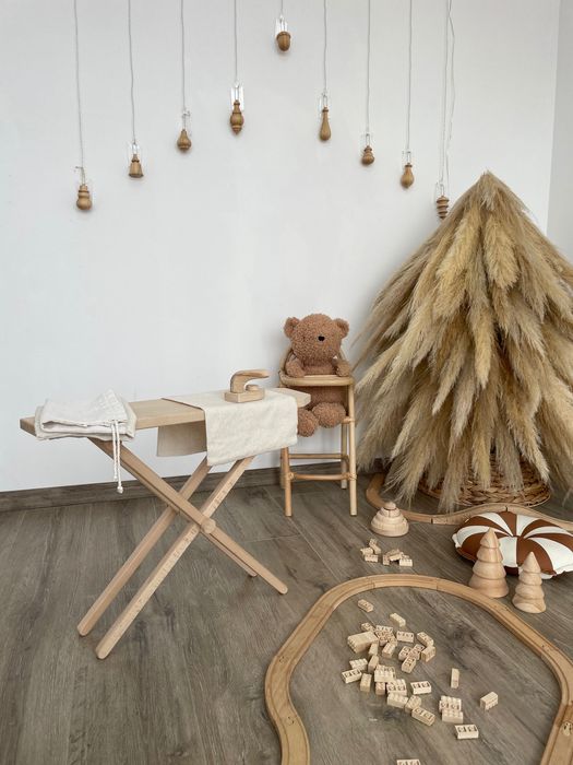 Дървена дъска за гладене с ютия, детска играчка,детска стая, монтесори