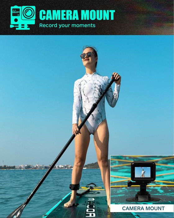 Нов, висок клас, широк 350 СМ надуваем падъл борд all-round SUP MYBOAT MY16 (Bass Hunter Green PRO) в тюркоазено-зелен дизайн.