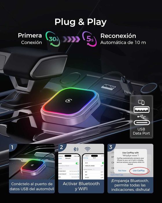 Безжичен CarPlay и Android Auto адаптер
