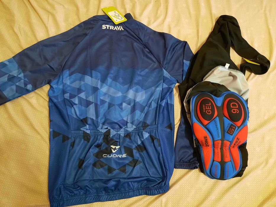 Echipament ciclism negru / albastru Strava subtire toamna primavara