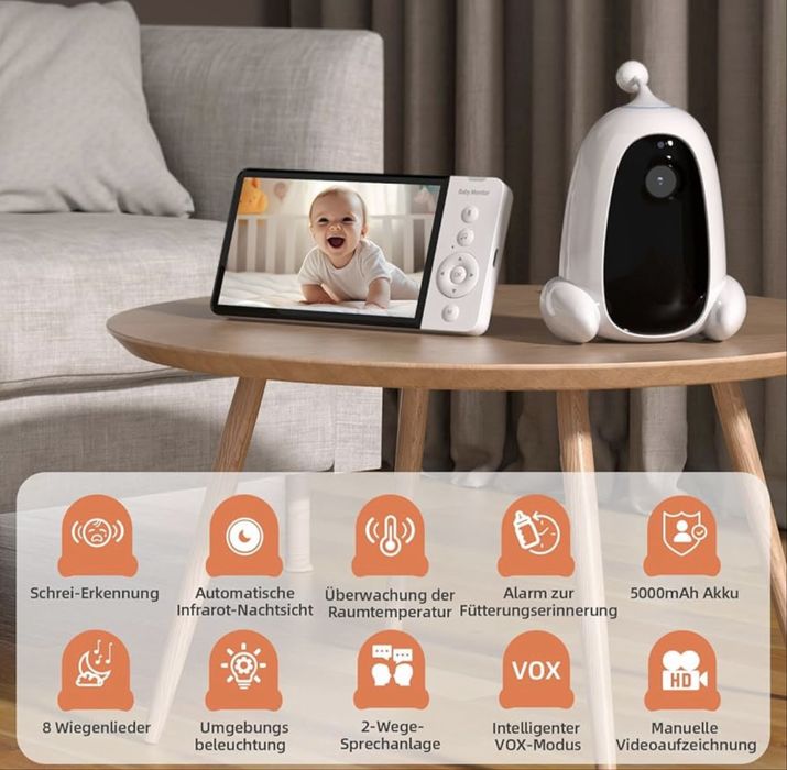 Бебешки монитор без WiFi 5" HD видео