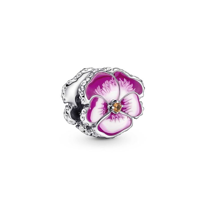 Talisman Pandora "Panseluță roz/Pink Pansy Flower", nou!